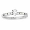 Thumbnail Image 1 of 1/2 CT. T.W. Oval Diamond Solitaire Engagement Ring with Side Accents in 14K White Gold