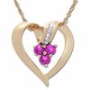 Thumbnail Image 1 of Pink Sapphire Heart Pendant in 10K Gold with Diamond Accents