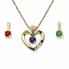 Thumbnail Image 1 of Heart Pendant in 10K Gold with Diamond Accents and Interchangeable Stones: Blue Sapphire, Emerald & Ruby