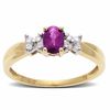 Thumbnail Image 1 of Oval Pink Sapphire Ring in 10K Gold with Diamond Accents