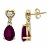 Thumbnail Image 1 of Lab-Created Ruby Drop Earrings in 10K Gold with Diamond Accents