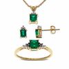 Thumbnail Image 1 of Lab-Created Emerald Ring, Pendant and Earring Set in 10K Gold with Diamond Accents