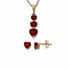 Thumbnail Image 1 of Heart Lab-Created Ruby Drop Pendant and Earrings Set in 10K Gold with Diamond Accents