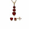 Thumbnail Image 0 of Heart Lab-Created Ruby Drop Pendant and Earrings Set in 10K Gold with Diamond Accents