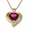 Thumbnail Image 0 of Lab-Created Heart-Shaped Pink Sapphire Pendant in 10K Gold with White Sapphire Accents