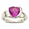 Thumbnail Image 1 of Lab-Created Pink Sapphire Heart Ring in 10K White Gold