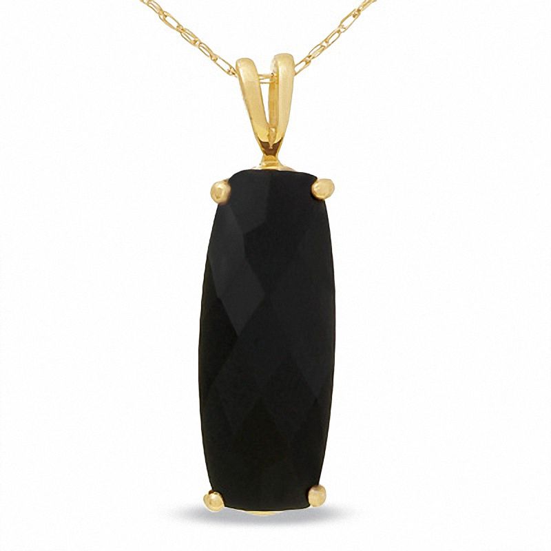 Main Image 1 of Elongated Onyx Pendant in 10K Gold