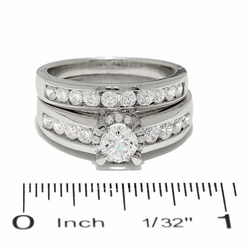 Main Image 3 of 1 CT. T.W. Certified Radiant Diamond Frame Ring in 14K White Gold