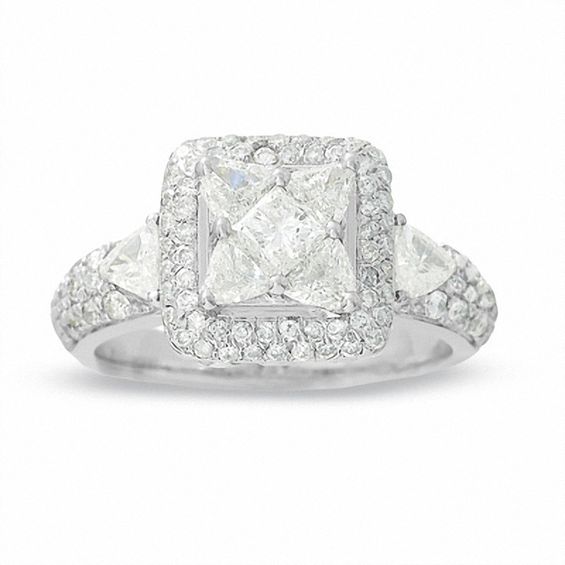 1-1/2 CT. T.w. Star Framed Diamond Engagement Ring in 14K White Gold