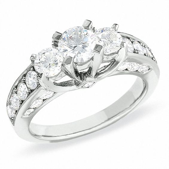 2 CT. T.w. Certified Diamond Three Stone Ring in 14K White Gold