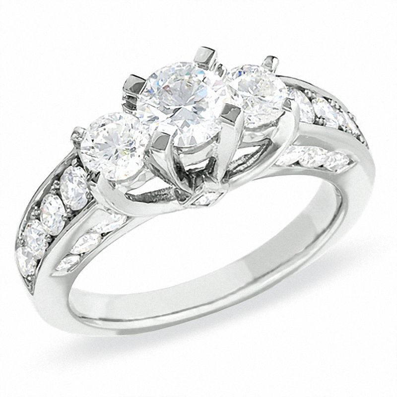 Main Image 1 of 2 CT. T.W. Certified Diamond Three Stone Ring in 14K White Gold