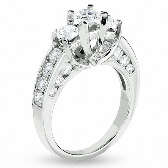 2 CT. T.w. Certified Diamond Three Stone Ring in 14K White Gold
