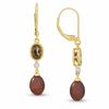 Thumbnail Image 1 of Brown Freshwater Cultured Pearl and Smoky Quartz Leverback Earrings in 10K Gold