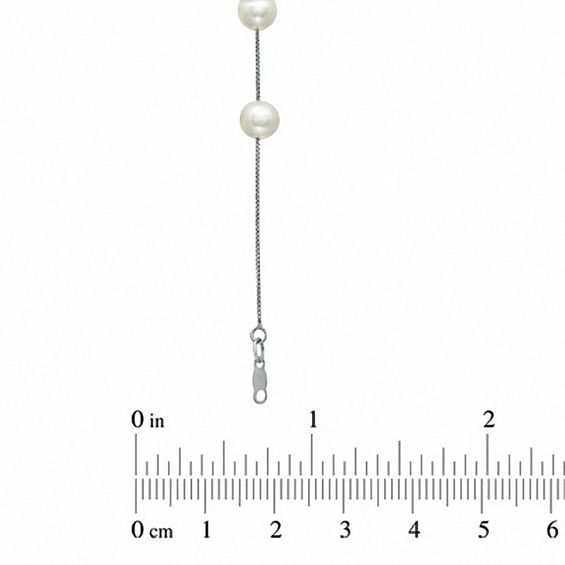 5.0-6.0mm Freshwater Cultured Pearl Beaded Station Necklace in 14K White Gold-17"