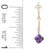 Thumbnail Image 1 of Cushion-Cut Amethyst and White Topaz Kite-Shaped Pendant and Earring Set in 10K Gold with Diamond Accents
