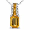 Thumbnail Image 0 of Octagonal Citrine Bridge Pendant in 10K White Gold with Diamond Accents