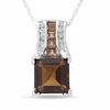Thumbnail Image 1 of Square Smoky Quartz Bridge Pendant in 10K White Gold with Diamond Accents