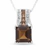 Thumbnail Image 0 of Square Smoky Quartz Bridge Pendant in 10K White Gold with Diamond Accents