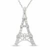 Thumbnail Image 1 of Eiffel Tower Pendant in 10K White Gold with Diamond Accents