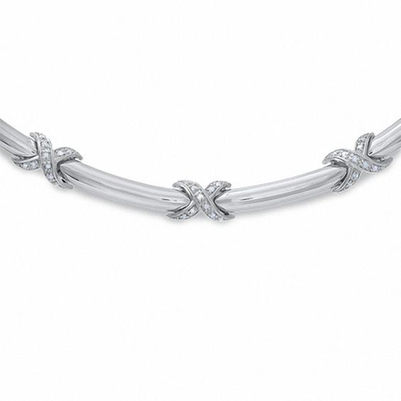 1/4 CT. T.w. Diamond "X" Necklace in Sterling Silver
