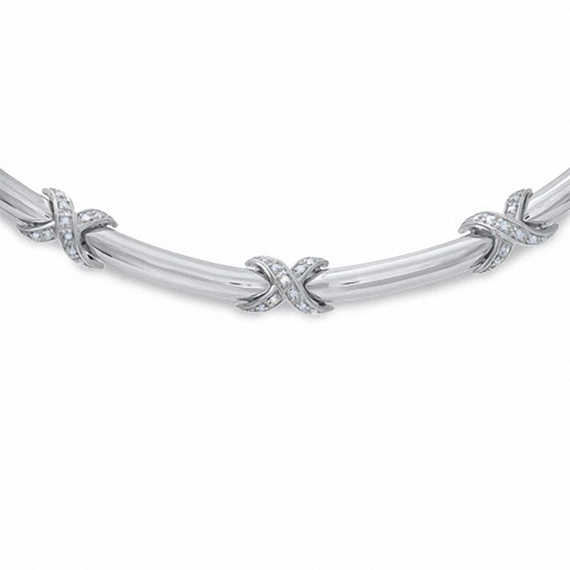 1/4 CT. T.W. Diamond "X" Necklace in Sterling Silver