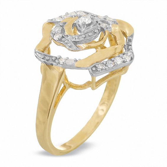 1/5 CT. T.w. Diamond Open Flower Ring in 10K Gold