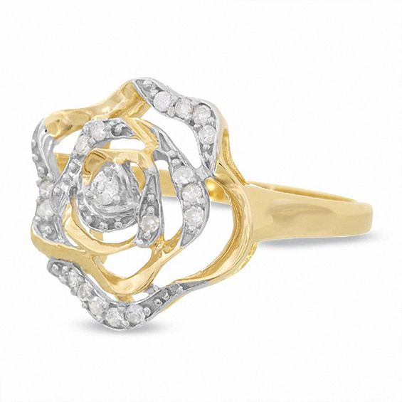 1/5 CT. T.w. Diamond Open Flower Ring in 10K Gold