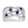 Thumbnail Image 1 of Blue Sapphire and Diamond Orbit Band in 14K White Gold - Size 7