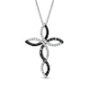 Thumbnail Image 1 of 1/3 CT. T.W. Enhanced Black and White Diamond Twine Cross Pendant in 10K White Gold