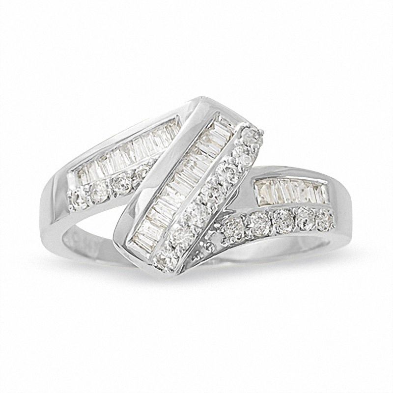 Main Image 1 of 1/2 CT. T.W. Diamond Zig-Zag Ring in 14K White Gold