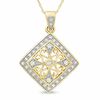 Thumbnail Image 1 of 1/4 CT. T.W. Diamond Scroll Frame Pendant in 10K Gold