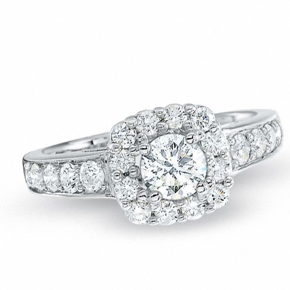 1-1/2 CT. T.w. Framed Diamond Engagement Ring in 14K White Gold
