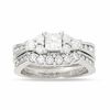 Thumbnail Image 1 of 1-3/8 CT. T.W. Princess Cut Diamond Bridal Set in 14K White Gold