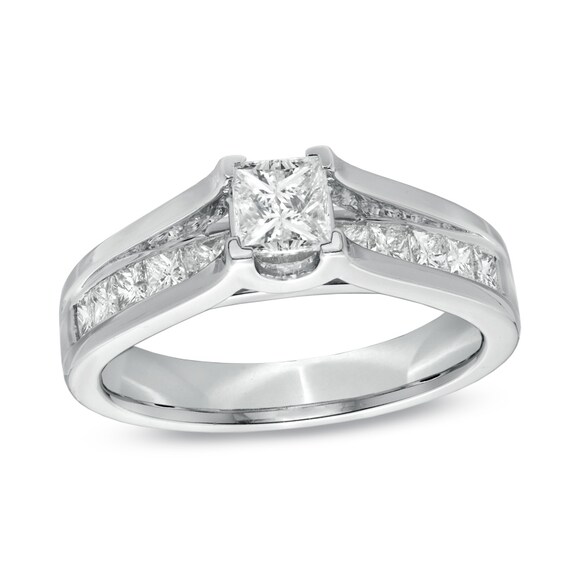1-1/2 CT. T.w. Princess-Cut Diamond Bridge Bridal Set in 14K White Gold