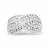 Thumbnail Image 1 of 1 CT. T.W. Round and Baguette Diamond Crossover Ring in 10K White Gold