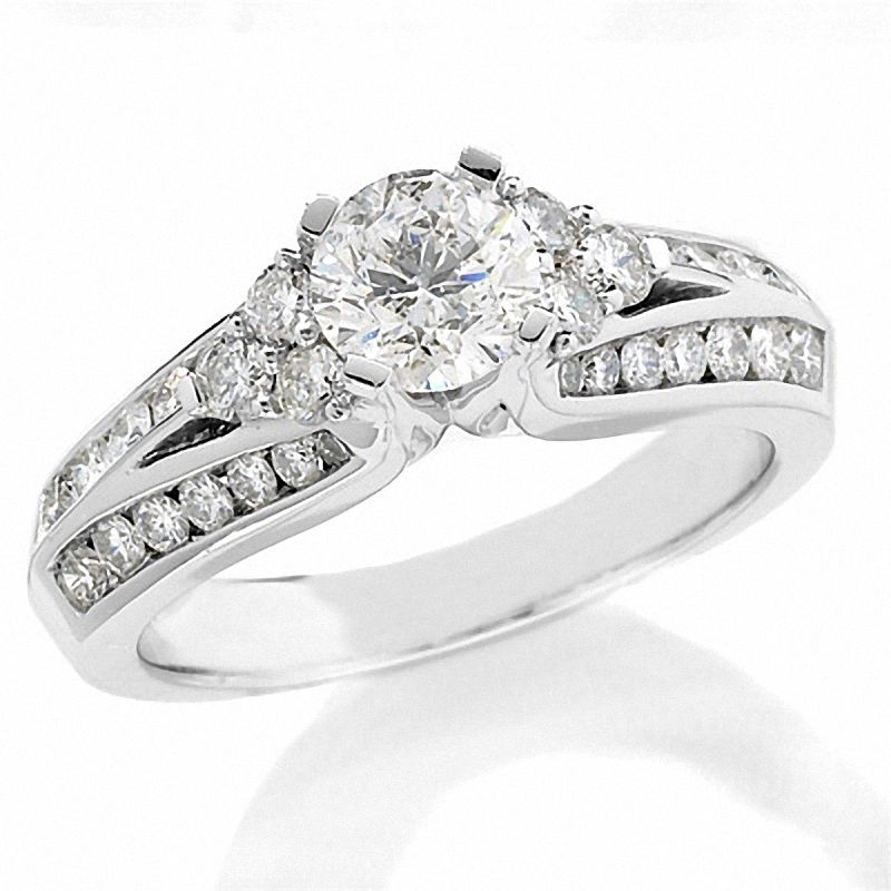 1-1/2 CT. T.W. Diamond Engagement Milgrain Ring in 14K White Gold