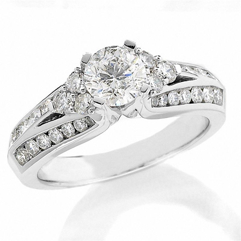 Main Image 1 of 1-1/2 CT. T.W. Diamond Engagement Milgrain Ring in 14K White Gold