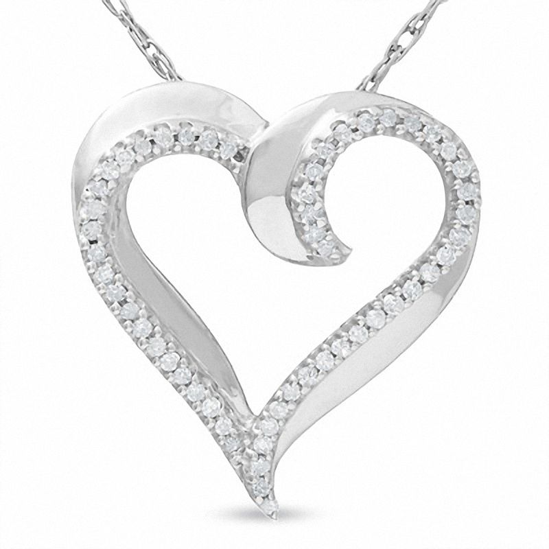 Main Image 1 of 1/6 C.T. T.W. Diamond Heart Pendant in Sterling Silver