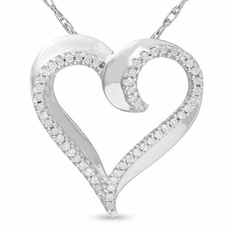 1/6 C.T. T.W. Diamond Heart Pendant in Sterling Silver