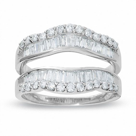 1 CT T W Round and Baguette Diamond Wrap Guard  in 14K 