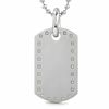 Thumbnail Image 1 of Black & Blue Jewelry Co. Men's Stainless Steel Large Dog Tag Pendant with Diamond Accents - 30"
