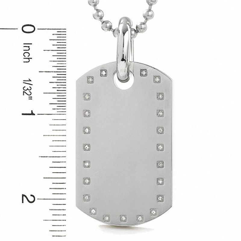 Black & Blue Jewelry Co. Men's Stainless Steel Large Dog Tag Pendant with Diamond Accents - 30"