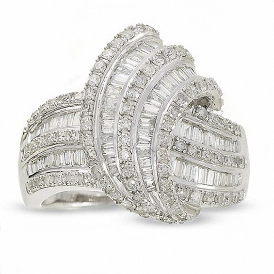 1-1/2 CT. T.w. Diamond Ribbon Loop Ring in 14K White Gold