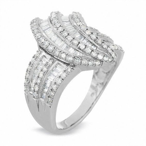 1-1/2 CT. T.w. Diamond Ribbon Loop Ring in 14K White Gold