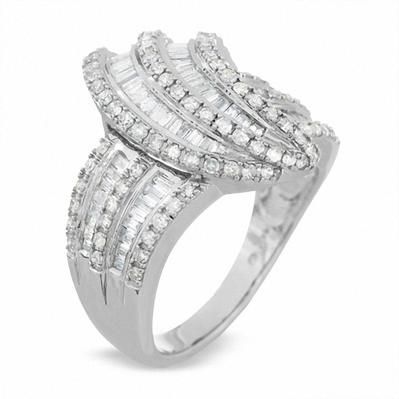 Main Image 2 of 1-1/2 CT. T.W. Diamond Ribbon Loop Ring in 14K White Gold
