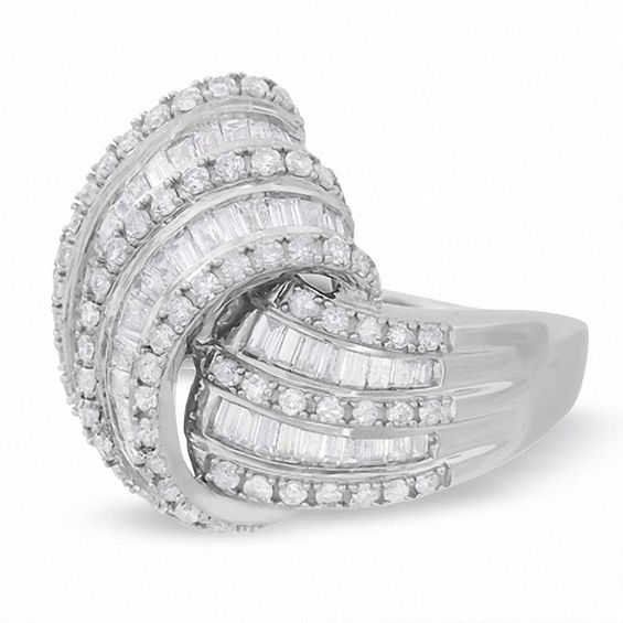1-1/2 CT. T.w. Diamond Ribbon Loop Ring in 14K White Gold