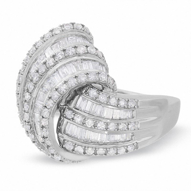Main Image 3 of 1-1/2 CT. T.W. Diamond Ribbon Loop Ring in 14K White Gold