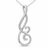 Thumbnail Image 1 of 1/10 CT. T.W. Diamond Double Scroll Pendant in 10K White Gold