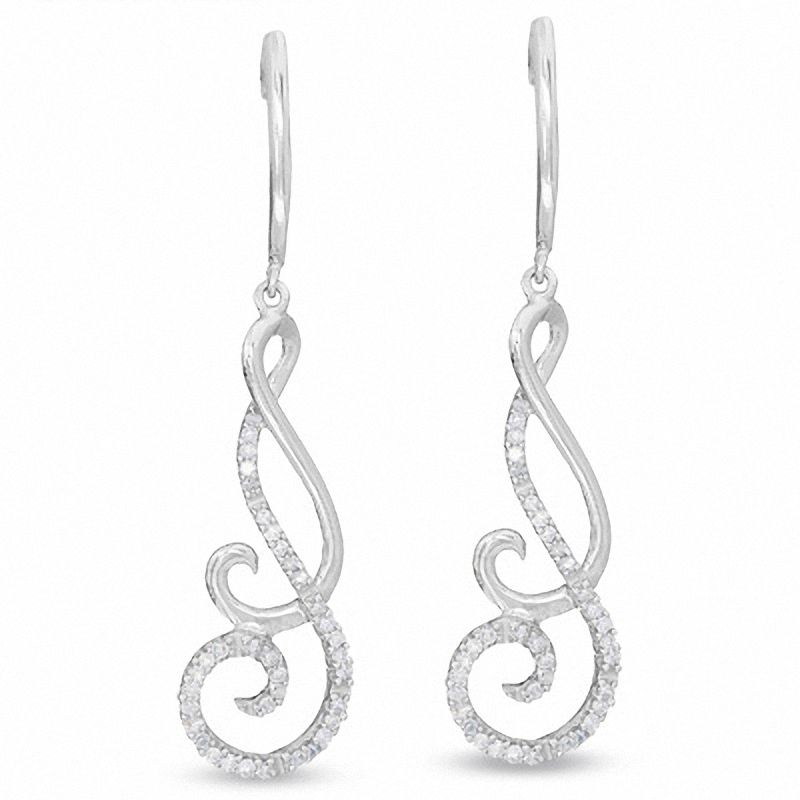 Main Image 1 of 1/5 CT. T.W. Diamond Double Scroll Earrings in 10K White Gold