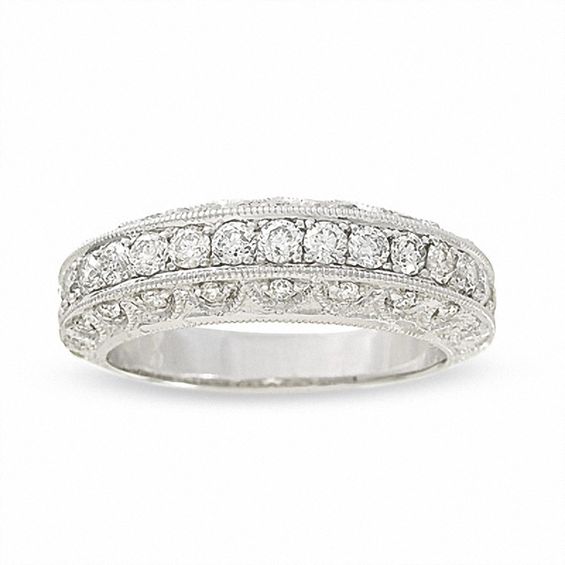 1 CT. T.w. Channel Set Diamond Band with Vintage Sides in 14K White Gold